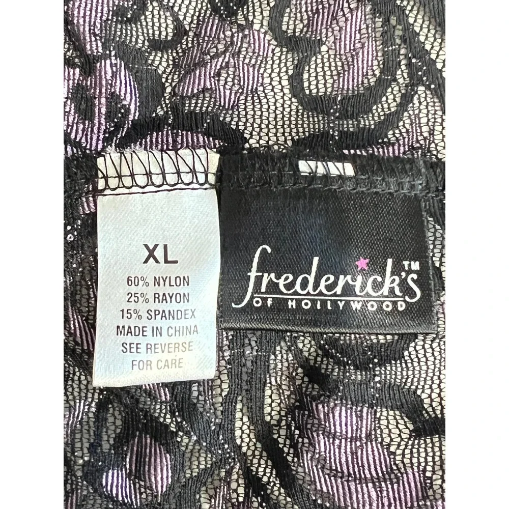 NWT Fredericks of Hollywood Halter Neck Lace Bodysuit XL Black Purple Lingerie